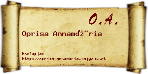 Oprisa Annamária névjegykártya